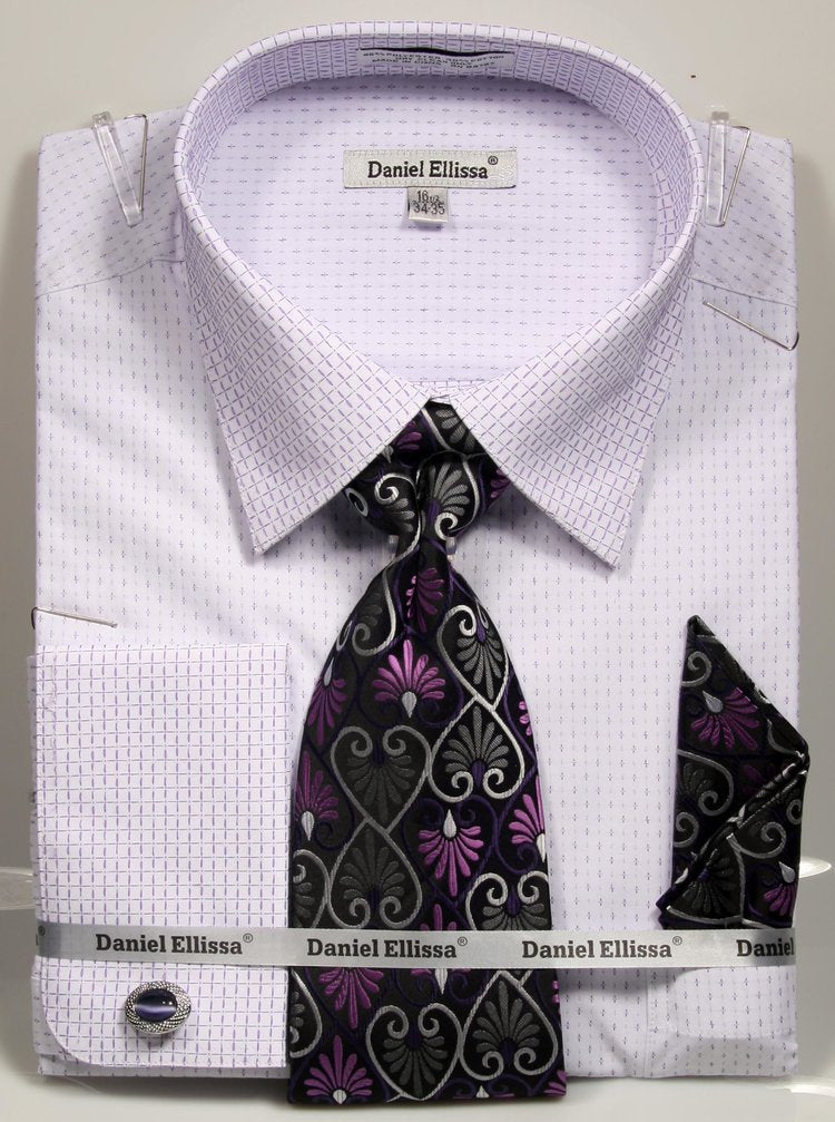 Men's French Cuff Mini Plus Patter Spread Collar Regular Fit Dress Shi –  SignatureMenswear