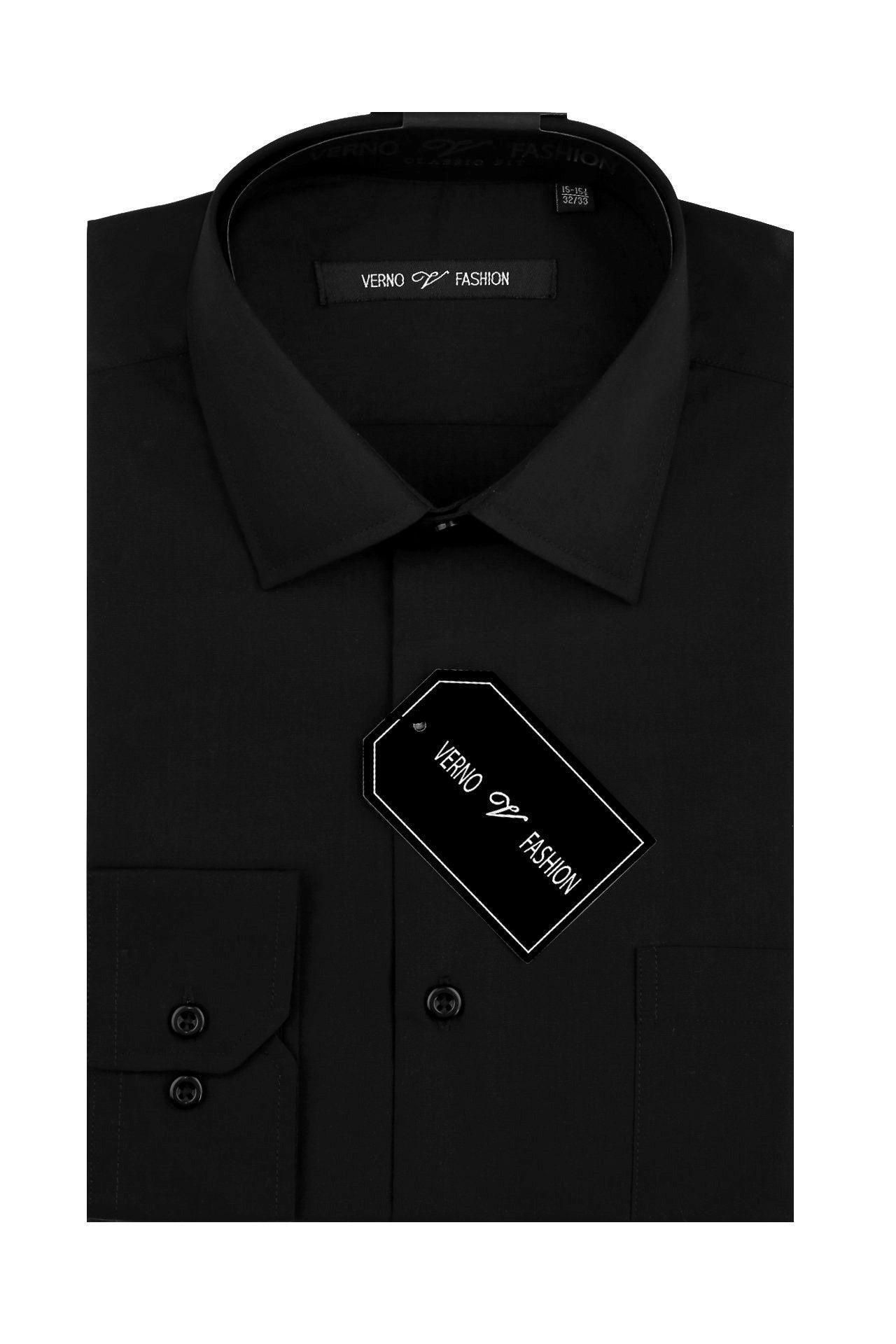 Men's Regular Fit Cotton Blend Dress Shirt in Black 20-20 36/37 / Black Men's Regular Fit Cotton Blend Dress Shirt in Black 20-20 36/37 / Black