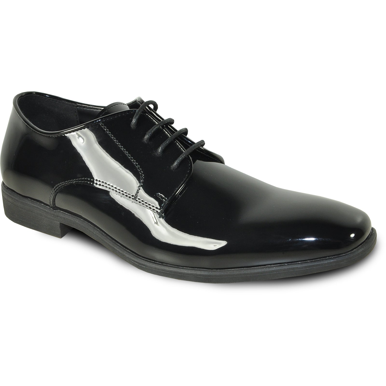 Mens Shiny Patent Plain Toe Tuxedo Dress Shoe in Black – SignatureMenswear - Shiny Black Tuxedo Shoes With Mirrored Sole Finish