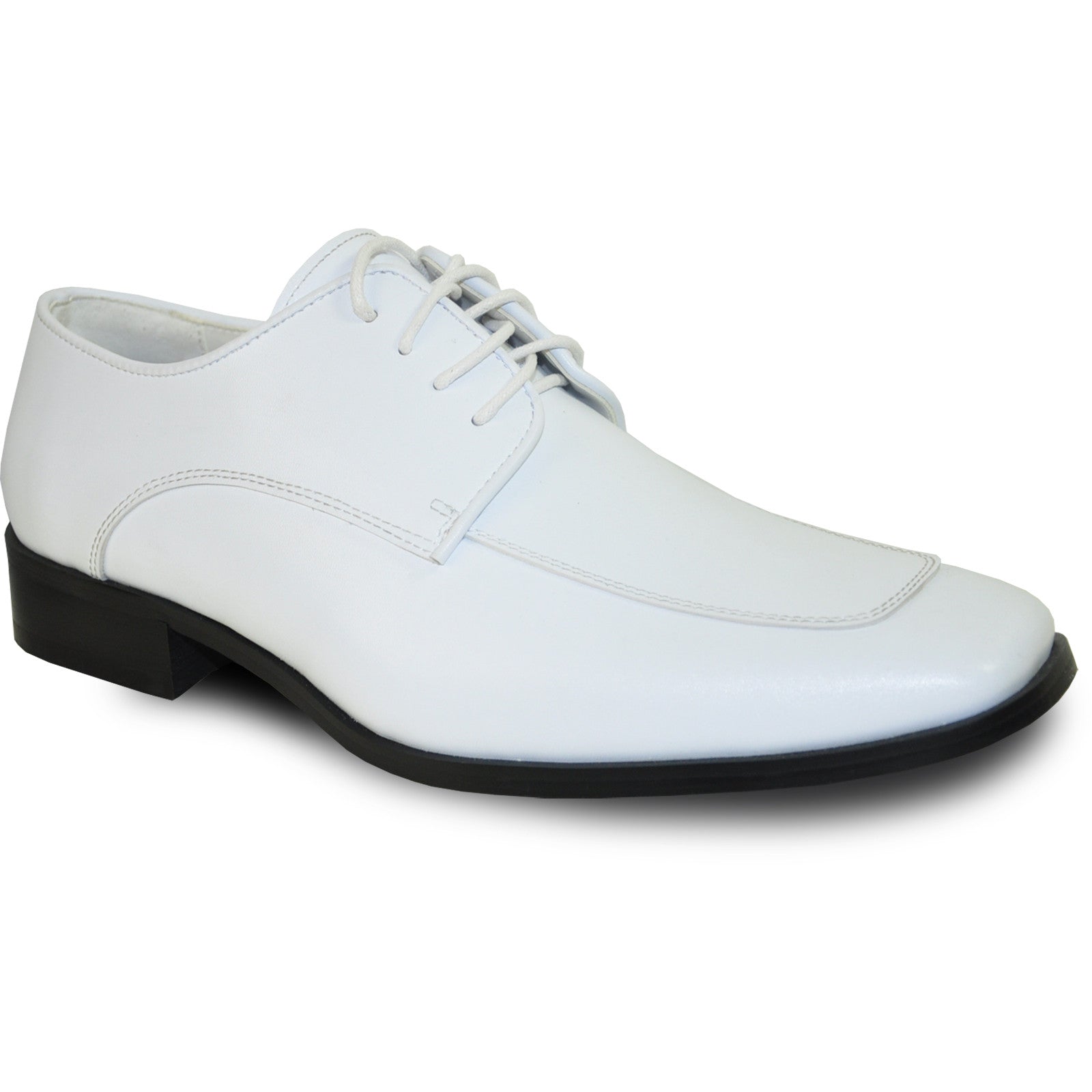 Mens Classic Moc Toe Tuxedo Prom Shoe in White 12W / White