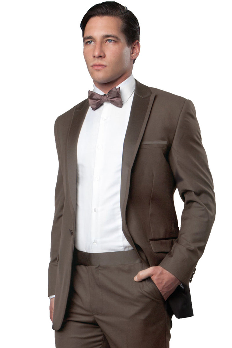 Men's 2 Button With Satin Trim Allure Men Tuxedo Suits Tuxedos Black main image 0