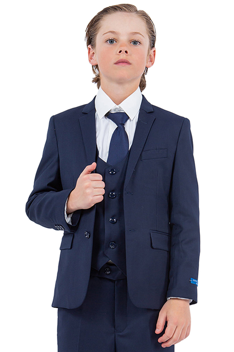 Father and Son Suits -  Royal Blue Boys Suit Perry Ellis Vested Boy's Wedding Suit in Royal Blue