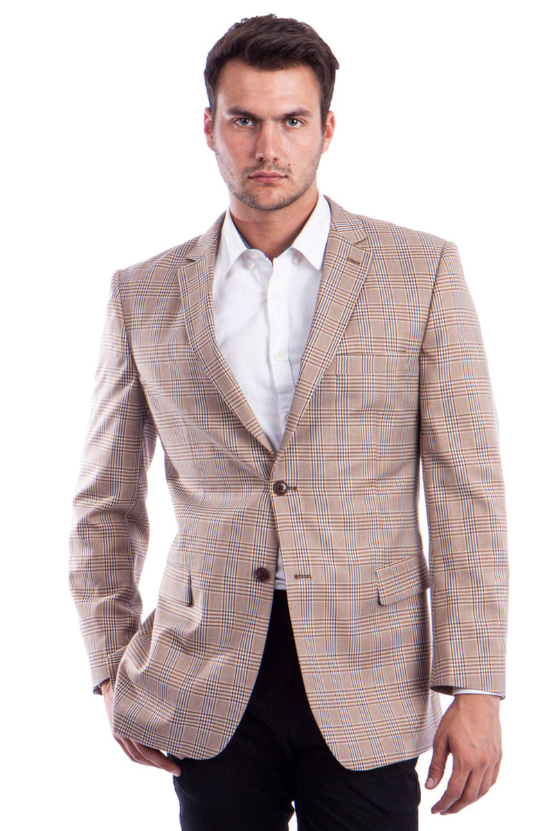 Men's 2 Button Regular Fit Tan ~ Beige 3 Piece Suits main image 0