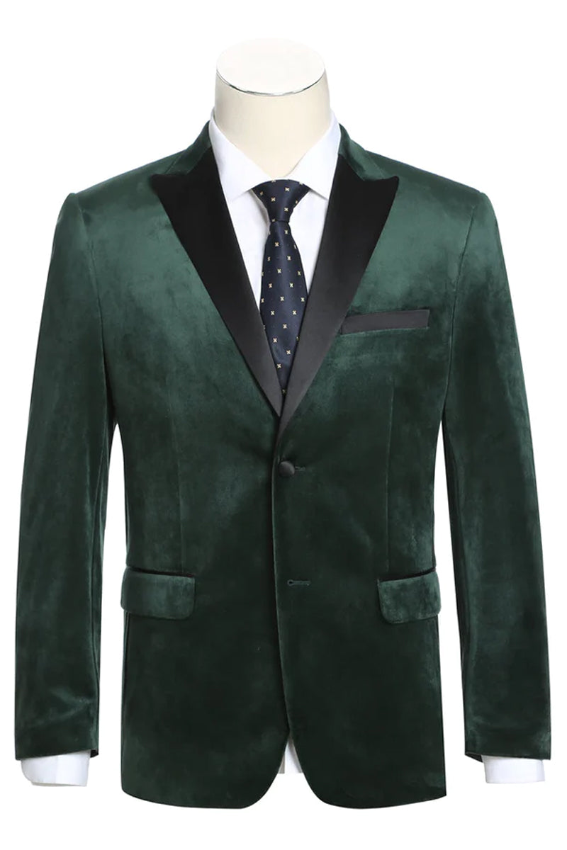 Mens Black Blazer - Mens One Button Shawl Lapel Velvet Prom Tuxedo Blazer in Black main image 1