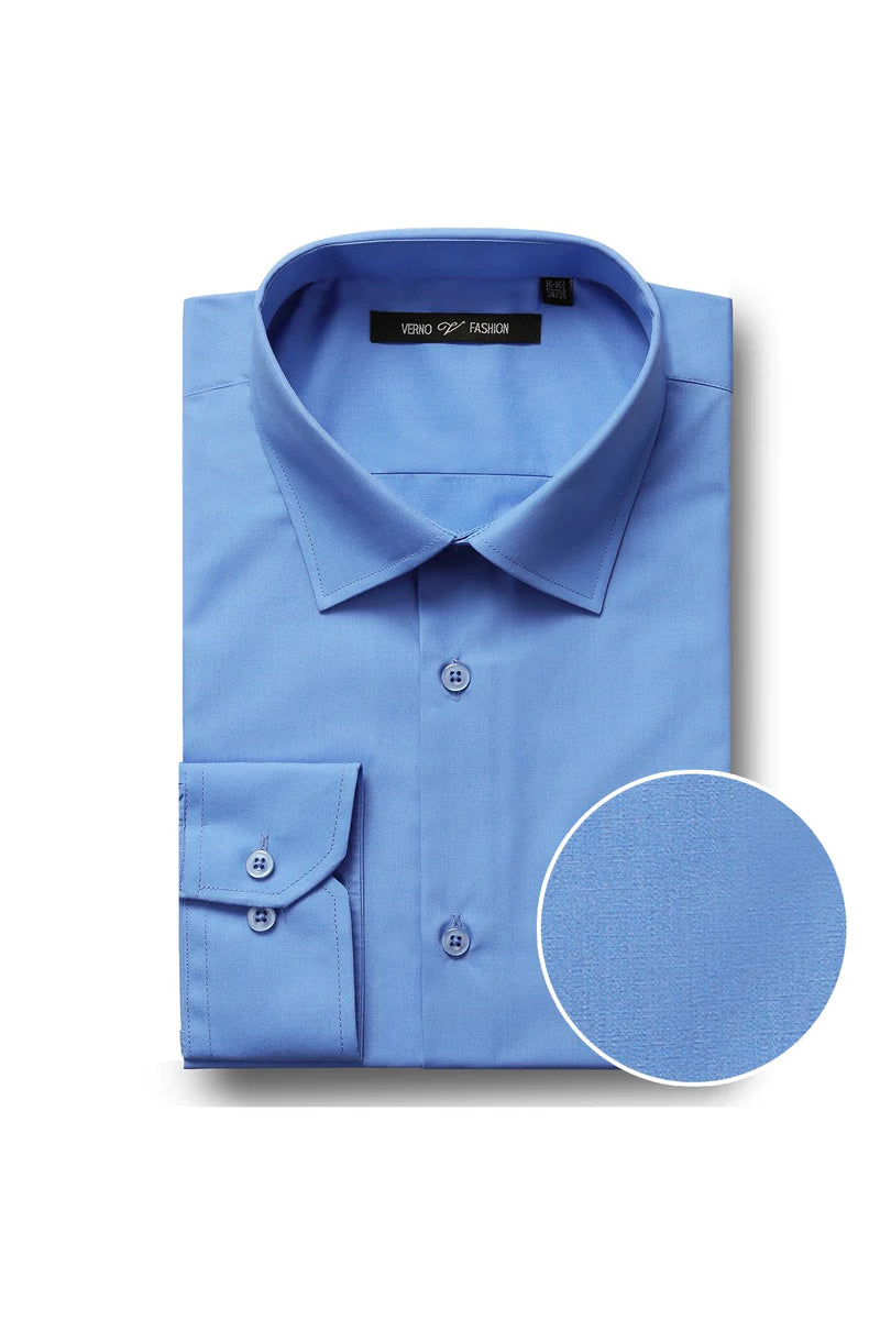 Mens Slim Fit Spread Collar Dress Shirt in Light Blue 17-32-33 / Light Blue