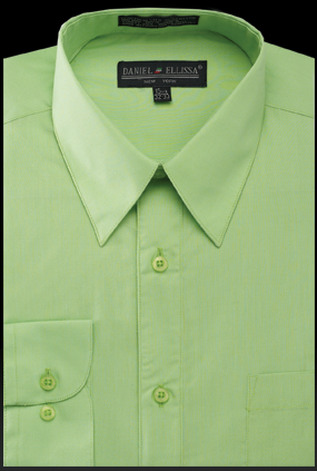 Men's Regular Fit Basic Dress Shirt in Apple Green, 22 35/36 / Apple Green Men's Regular Fit Basic Dress Shirt in Apple Green, 22 35/36 / Apple Green