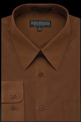 Men's Regular Fit Basic Dress Shirt in Brown – SignatureMenswear