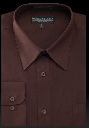 white christmas dresses Ash & Erie Dark Brown Brushed Button-Down Shirt for Short Men Dark Brown / M / Slim main image 1