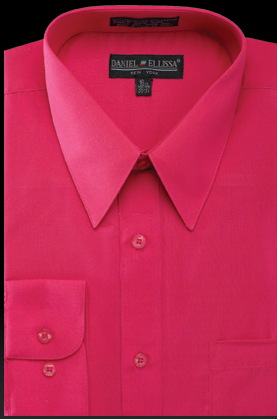 Men's Regular Fit Basic Dress Shirt in Fuchsia Pink 15½ 34/35 / Fuchsia
