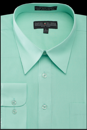 Men's Regular Fit Basic Dress Shirt in Mint Green SignatureMenswear Men's Regular Fit Basic Dress Shirt in Mint Green SignatureMenswear