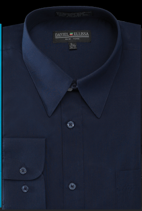 Men's Regular Fit Basic Dress Shirt in Navy Blue 16 32/33 / Navy Men's Regular Fit Basic Dress Shirt in Navy Blue 16 32/33 / Navy