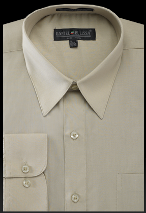 Men's Regular Fit Basic Dress Shirt in Olive Green 20 35/36 / Olive Men's Regular Fit Basic Dress Shirt in Olive Green 20 35/36 / Olive