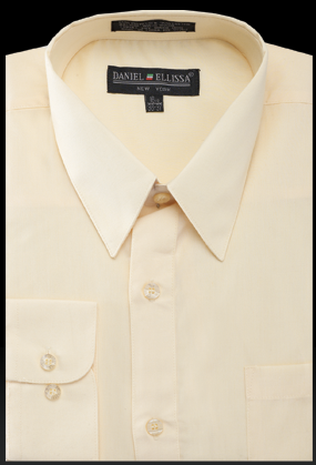 Men's Regular Fit Basic Dress Shirt in Soft Butter Ivory 21½ 37/38 / Soft Butter