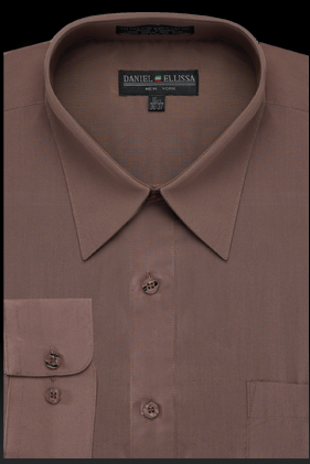 Men's Regular Fit Basic Dress Shirt in Taupe 19½ 36/37 / Taupe