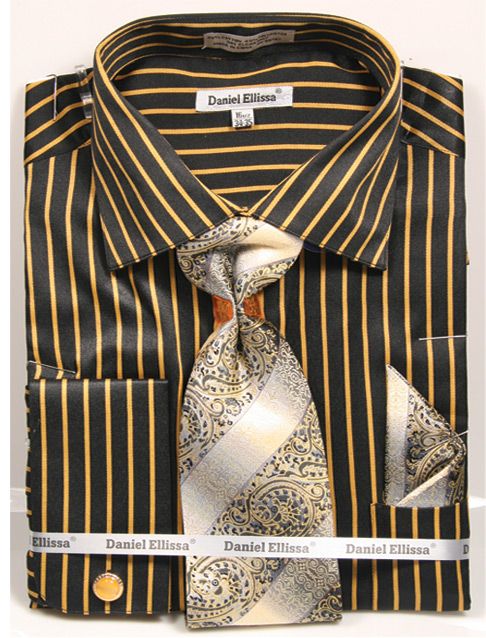 Men's Regular Fit Spread Collar Dress Shirt & Tie Set in Bold Gangster –  SignatureMenswear