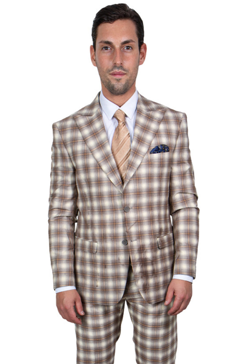 Men's Stacy Adams Vested Modern Fit Windowpane Plaid Suit in Navy Blue