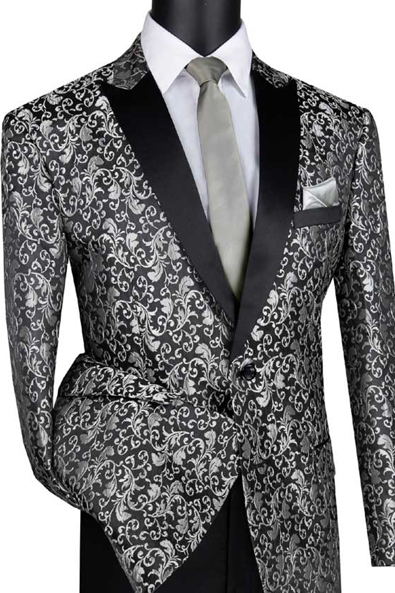 Mens Paisley Embroidered Regular Fit Sport Coat Tuxedo in