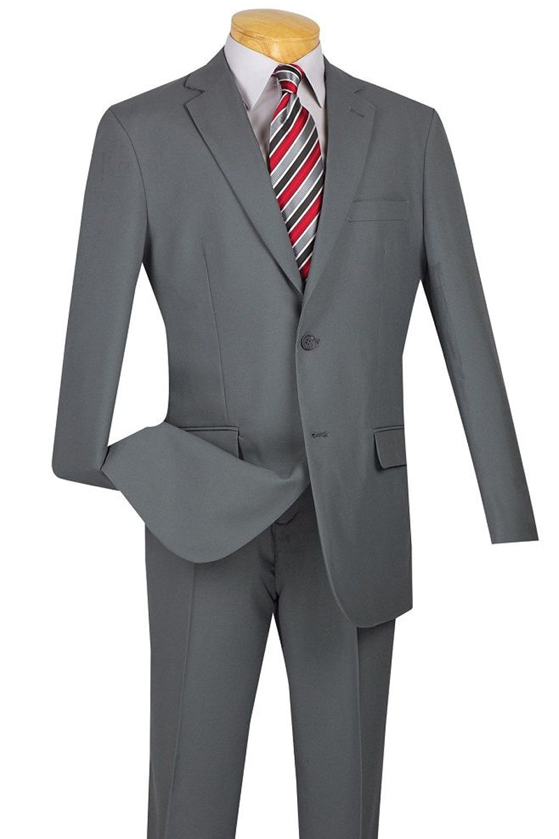 Mens Classic Double Breasted Luxury Wool Feel Suit in Light Grey