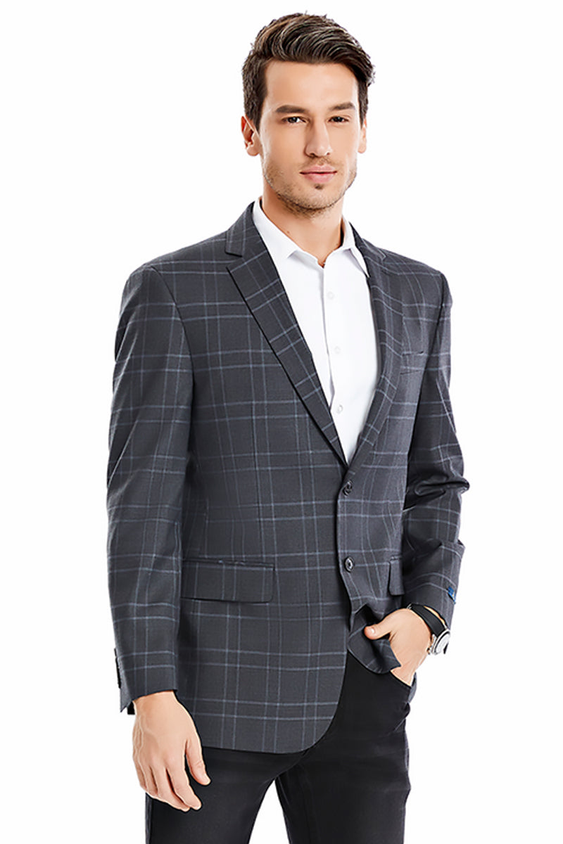 Mens Plaid Blazer - Windowpane Blazer - Textured Pattern Brown main image 0