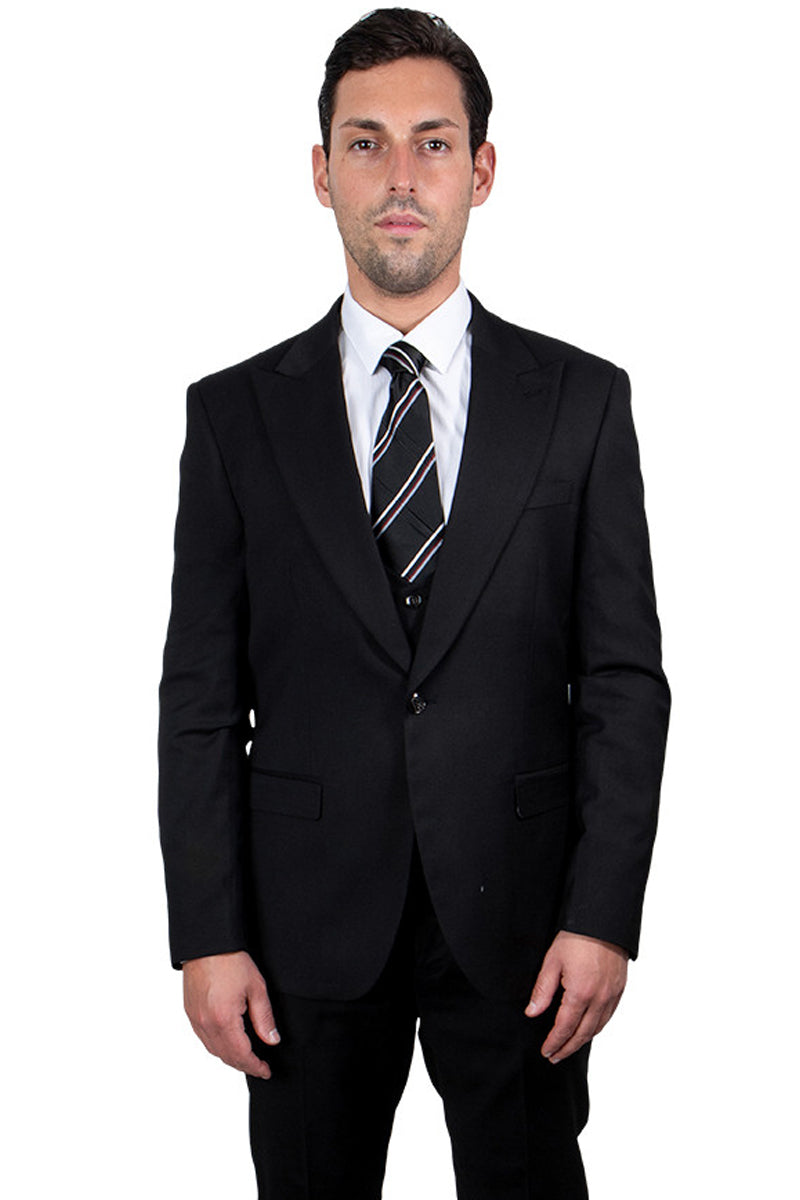Men's Stacy Adams One Button Peak Lapel Vested Micro Check in Light Blue with a French Blue Vest main image 0