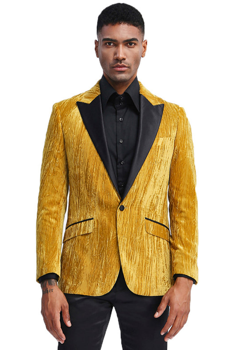 Men's Stacy Adams Velvet Wedding & Prom Tuxedo Jacket With Rhinestone Adorned Lapel in Navy main image 1
