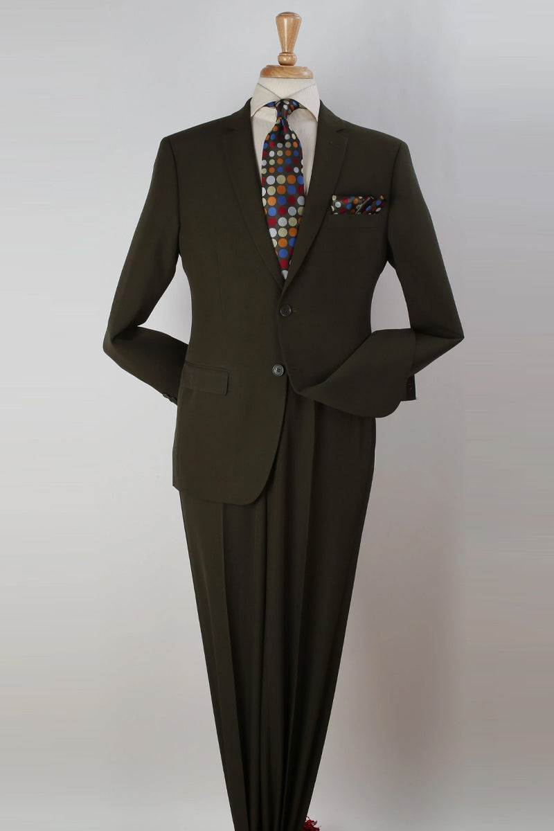 Mens Basic 2 Button Classic Fit Poplin Suit in Olive main image 1