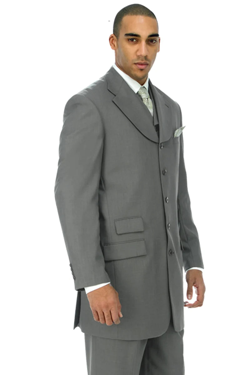 Men'S Fashionable 4 Button Dark Navy Long Zoot Suit main image 1