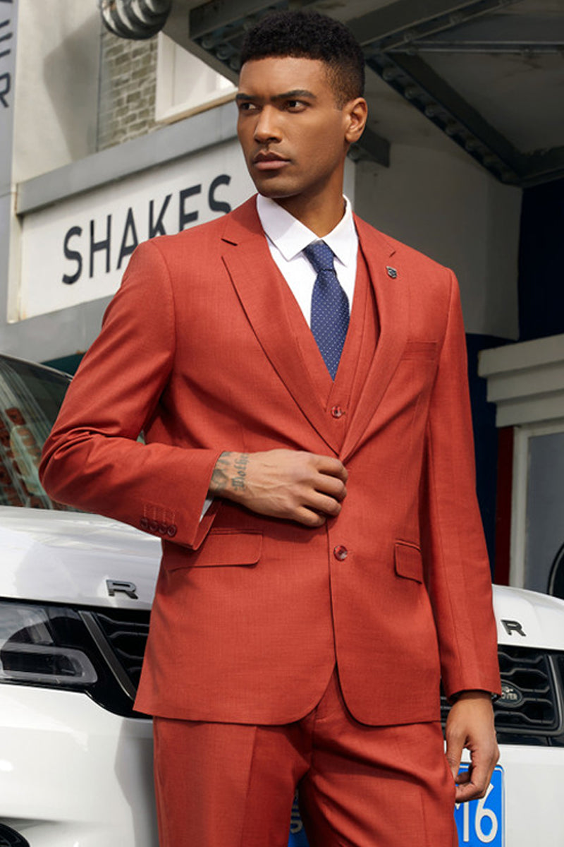 Extra Long For Tall Man Vested Three Piece Two Button Style Pinstripe Suit Charcoal - Color: Dark Grey Suit main image 0