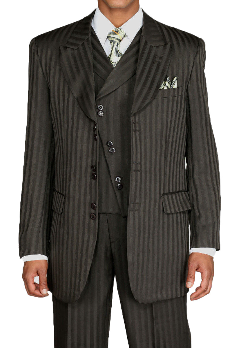 Men'S Elegant White Shadow Tone On Tone Pinstripe Available In 2 Button Vested Suit main image 0