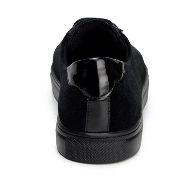 Men's Belvedere Teo Velvet & Patent Leather Dress Sneaker in Black