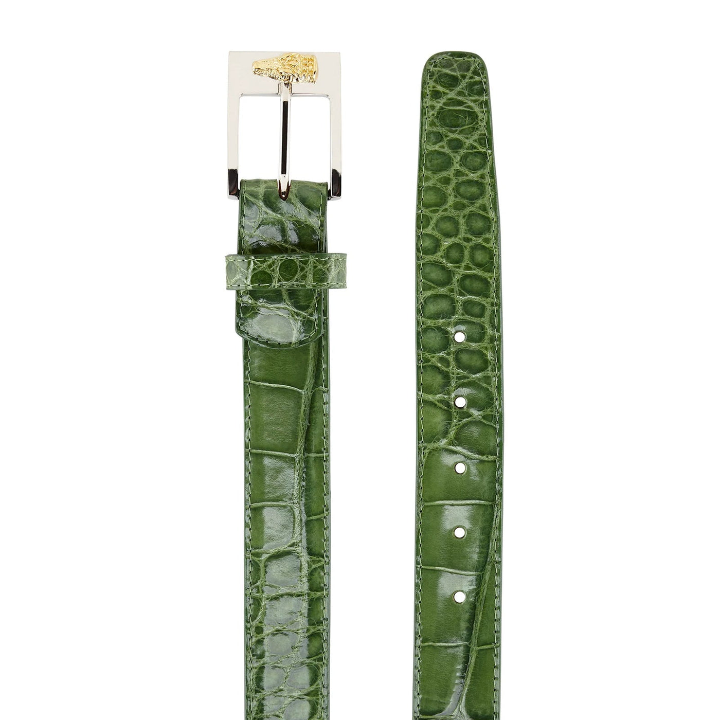 Men's Belvedere Alligator Belt Alligator Dress Belt in Pistachio Green