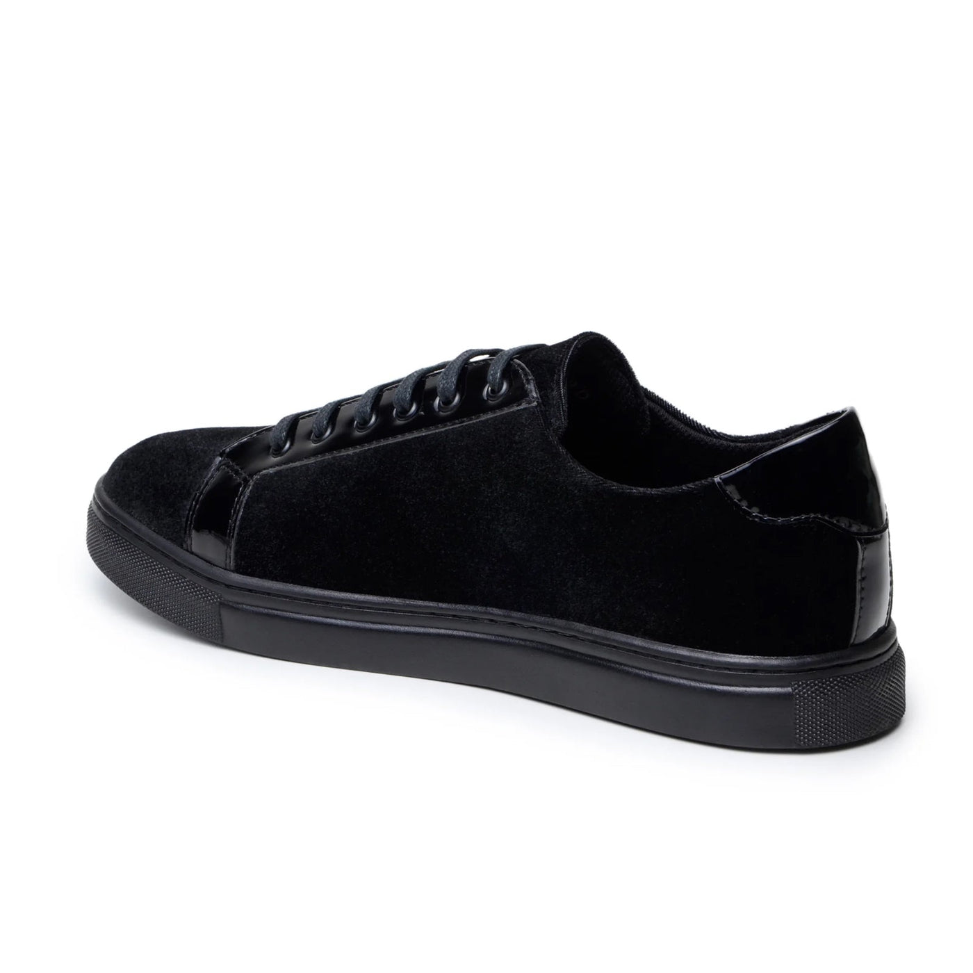 Men's Belvedere Teo Velvet & Patent Leather Dress Sneaker in Black