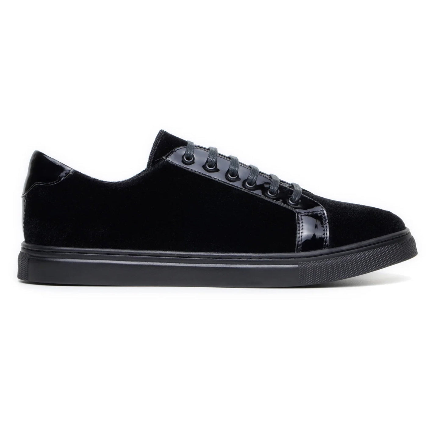 Men's Belvedere Teo Velvet & Patent Leather Dress Sneaker in Black