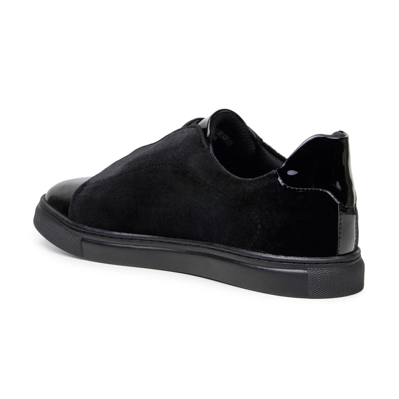 Men's Belvedere Silvano Velvet & Patent Leather Tuxedo Tennis Shoe in Black