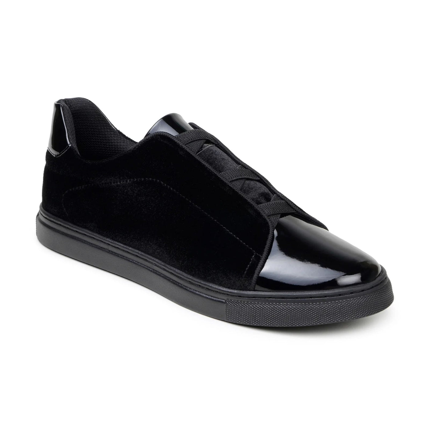 Men's Belvedere Silvano Velvet & Patent Leather Tuxedo Tennis Shoe in Black