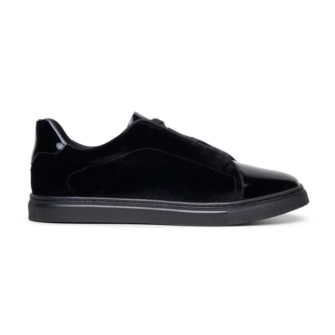 Belveder Luxurious Black Velvet Men\'s Shoes Belvedere Rico Formal Velvet Lace-Up Sneakers, Black  main image 2