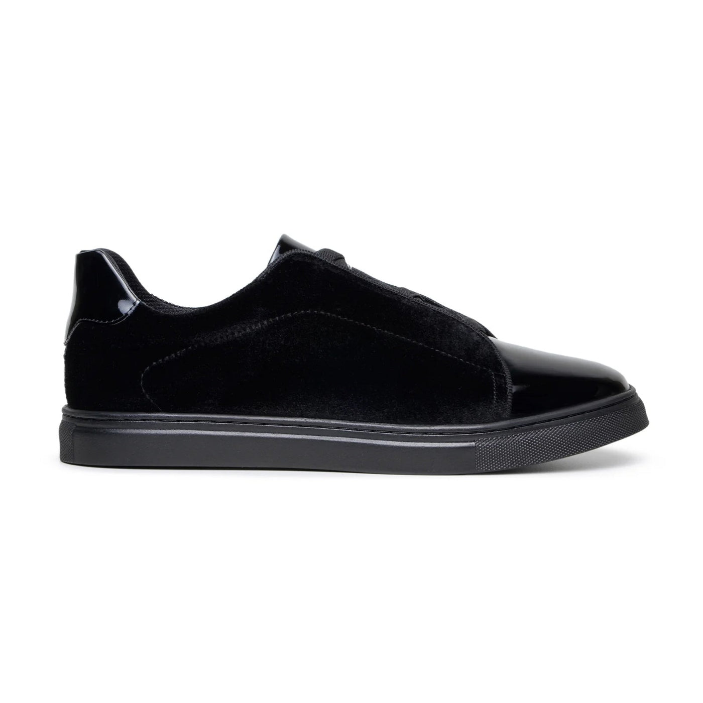 Men's Belvedere Silvano Velvet & Patent Leather Tuxedo Tennis Shoe in Black