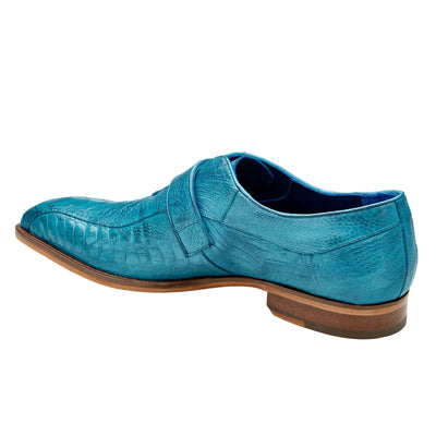 Men's Belvedere Marte Ostrich Leg Monk Strap Dress Shoe in Ocean Blue & Brandy