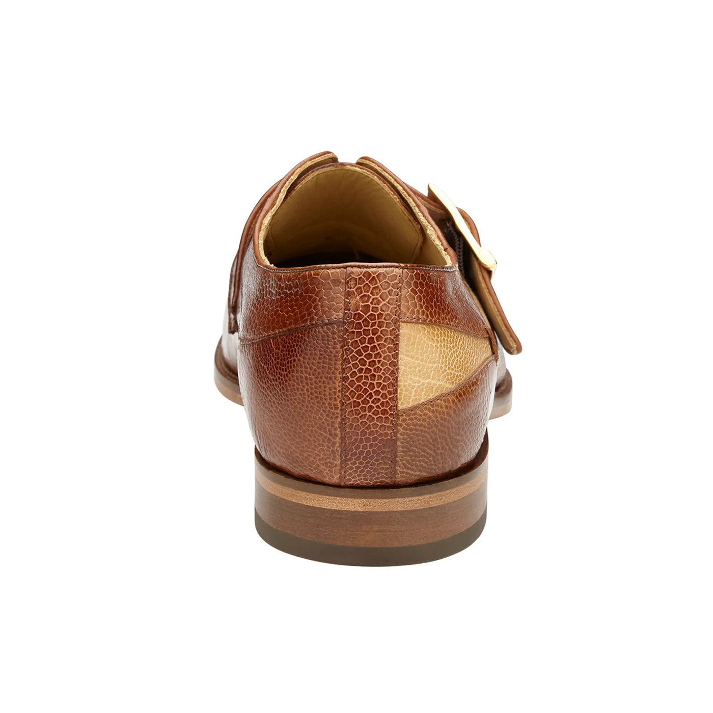 Men's Belvedere Marte Ostrich Leg Monk Strap Dress Shoe in Camel & Bone