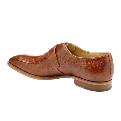 Men's Belvedere Marte Ostrich Leg Monk Strap Dress Shoe in Camel & Bone