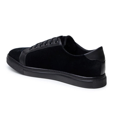 Men's Belvedere Prince Velvet & Matte Leather Tuxedo Sneaker in Black