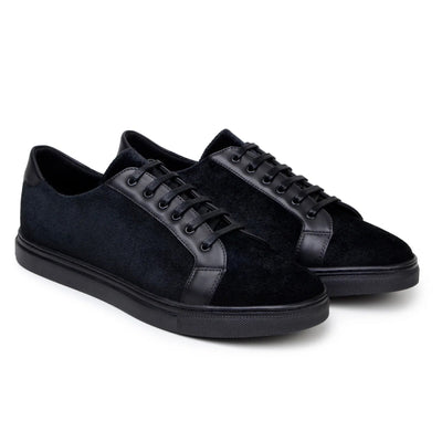 Men's Belvedere Prince Velvet & Matte Leather Tuxedo Sneaker in Black