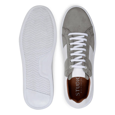 Men's Belvedere Olivier Suede Tennis Shoe in Grey & White