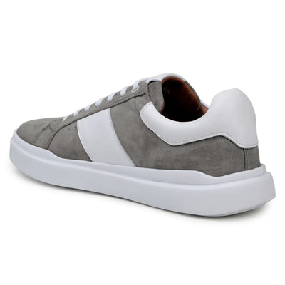 Men's Belvedere Olivier Suede Tennis Shoe in Grey & White