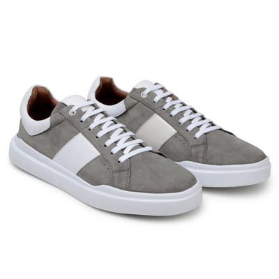 Men's Belvedere Olivier Suede Tennis Shoe in Grey & White