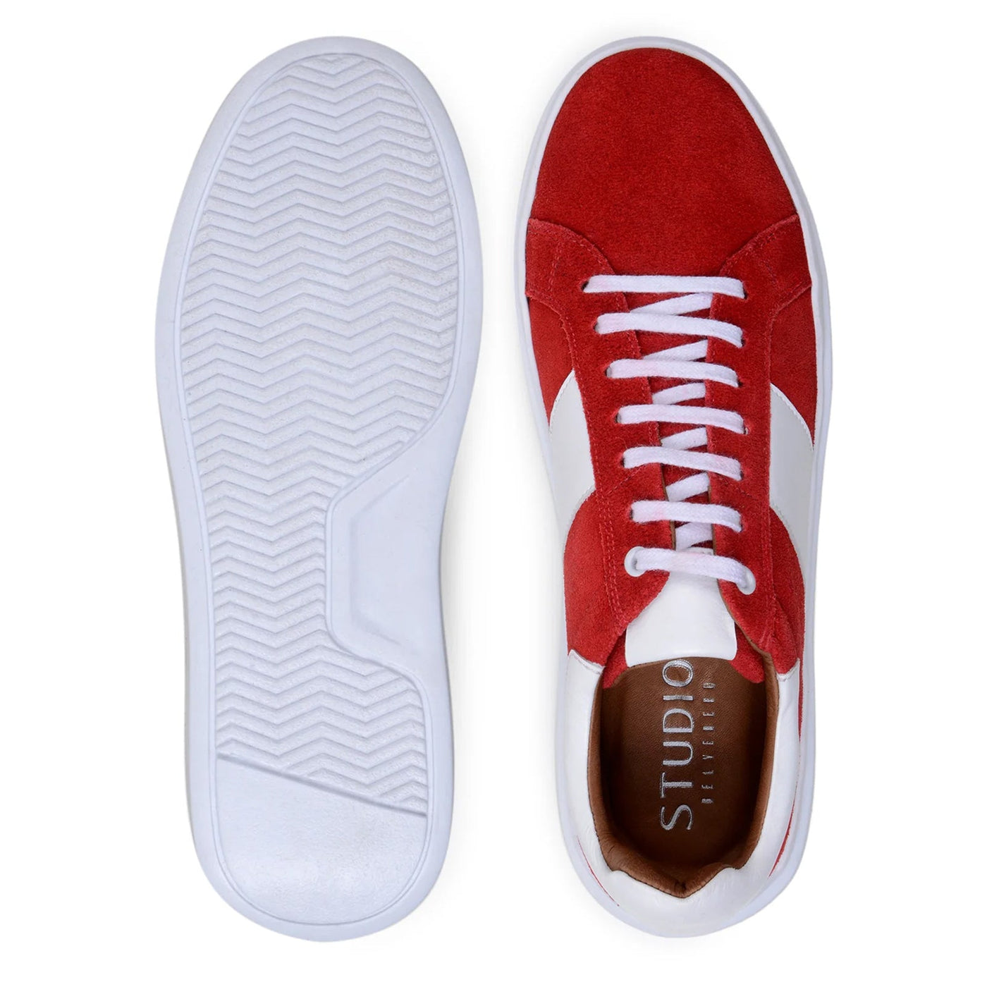 Men's Belvedere Olivier Suede Tennis Shoe in Red & White