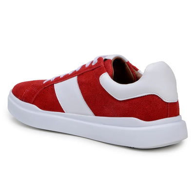 Men's Belvedere Olivier Suede Tennis Shoe in Red & White