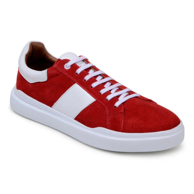 Men's Belvedere Olivier Suede Tennis Shoe in Red & White