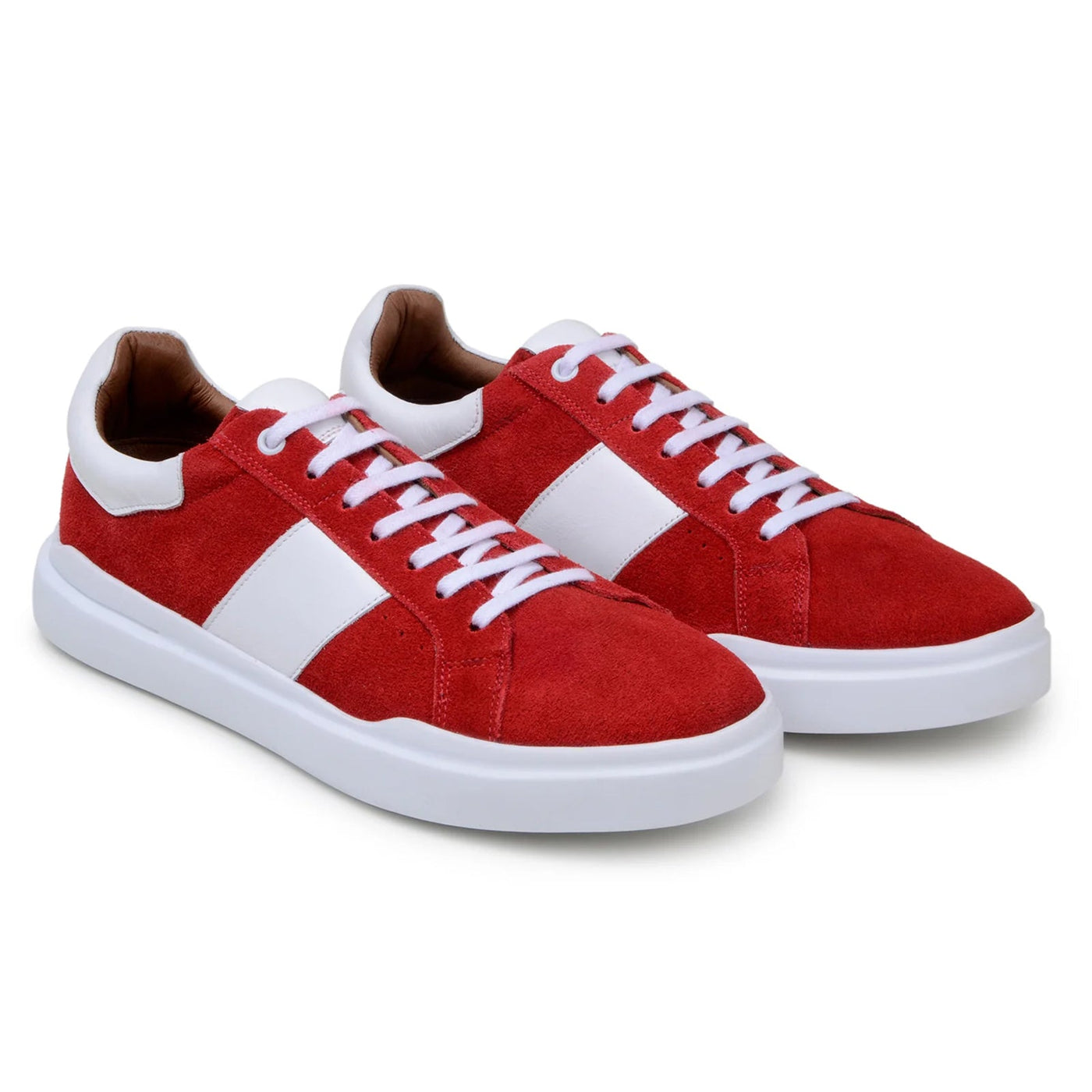 Men's Belvedere Olivier Suede Tennis Shoe in Red & White