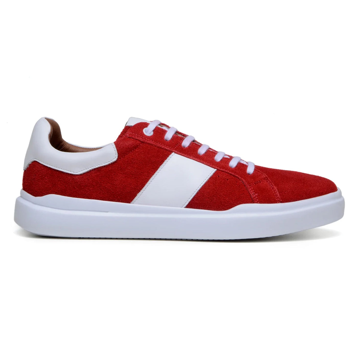 Men's Belvedere Olivier Suede Tennis Shoe in Red & White